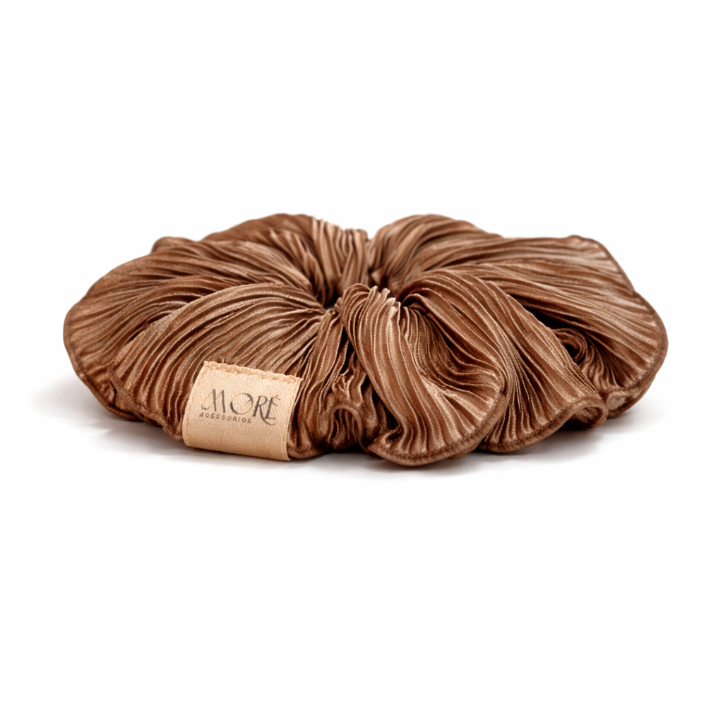 Scrunchie Plisado Bronce Brillante