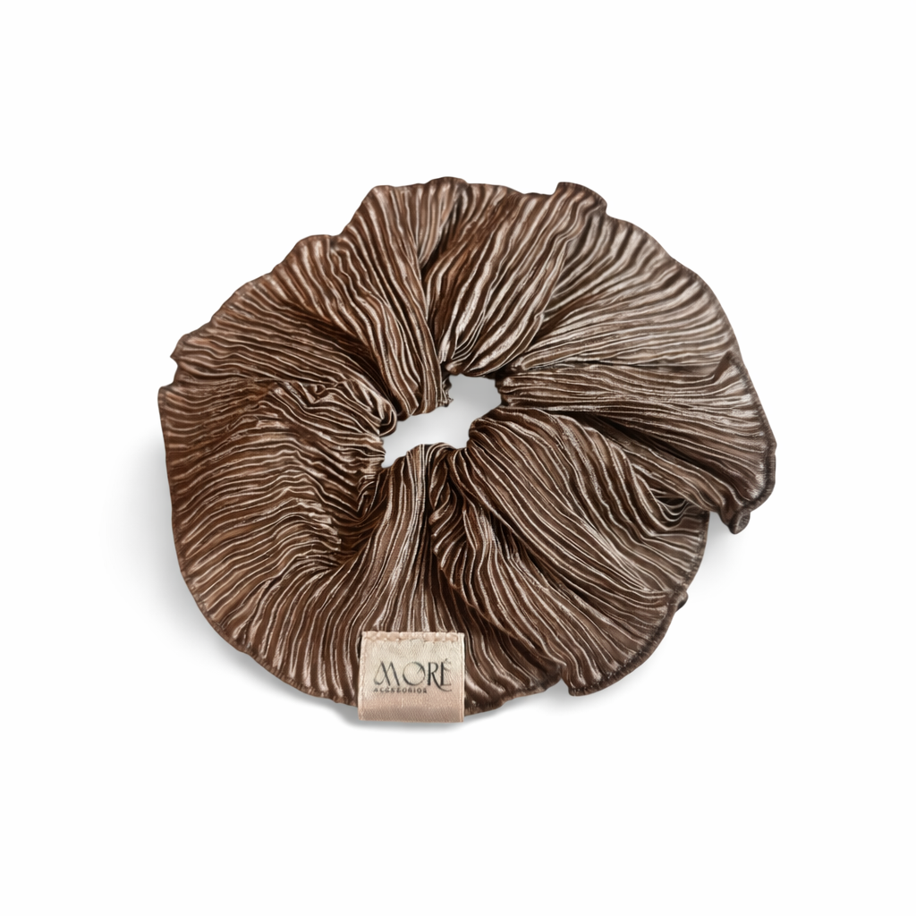 Scrunchie Plisado Visón Brillante