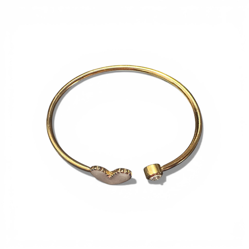Brazalete Dorado Corazón Blanco