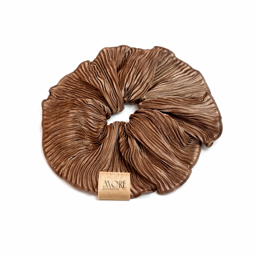 Scrunchie Plisado Bronce Brillante