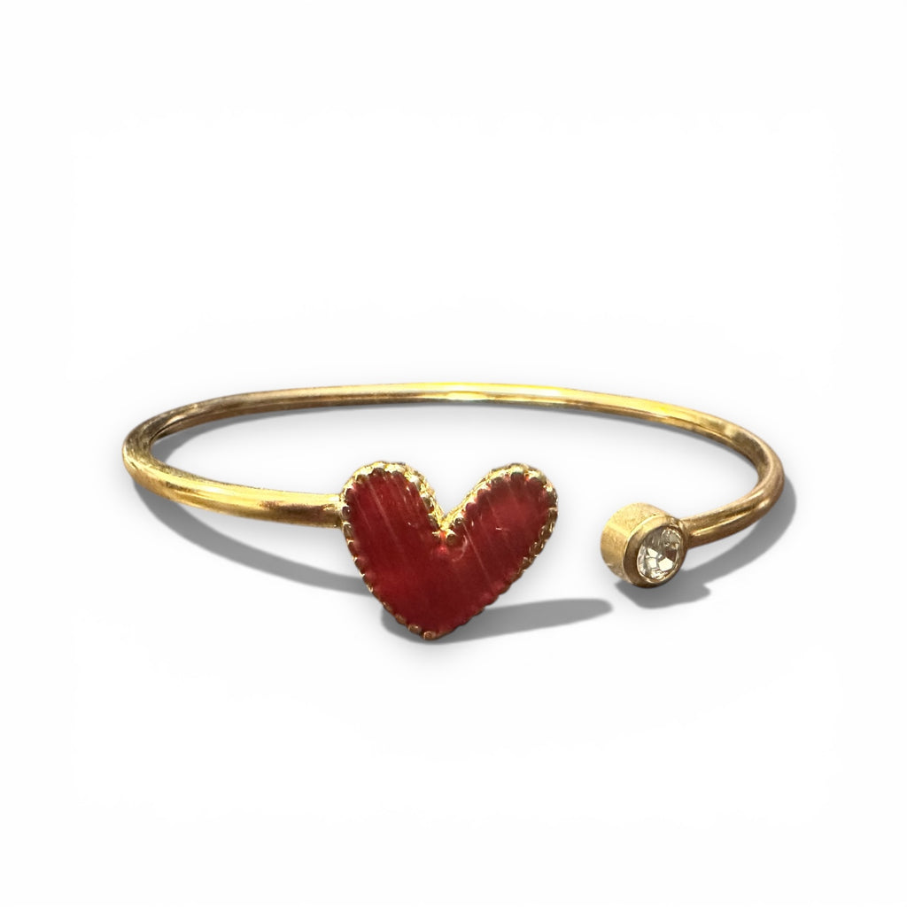 Brazalete Dorado Corazón Rojo