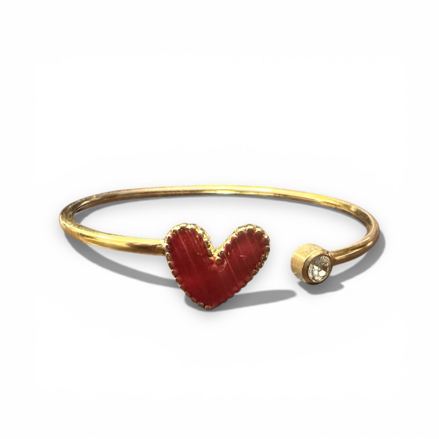 Brazalete Dorado Corazón Rojo