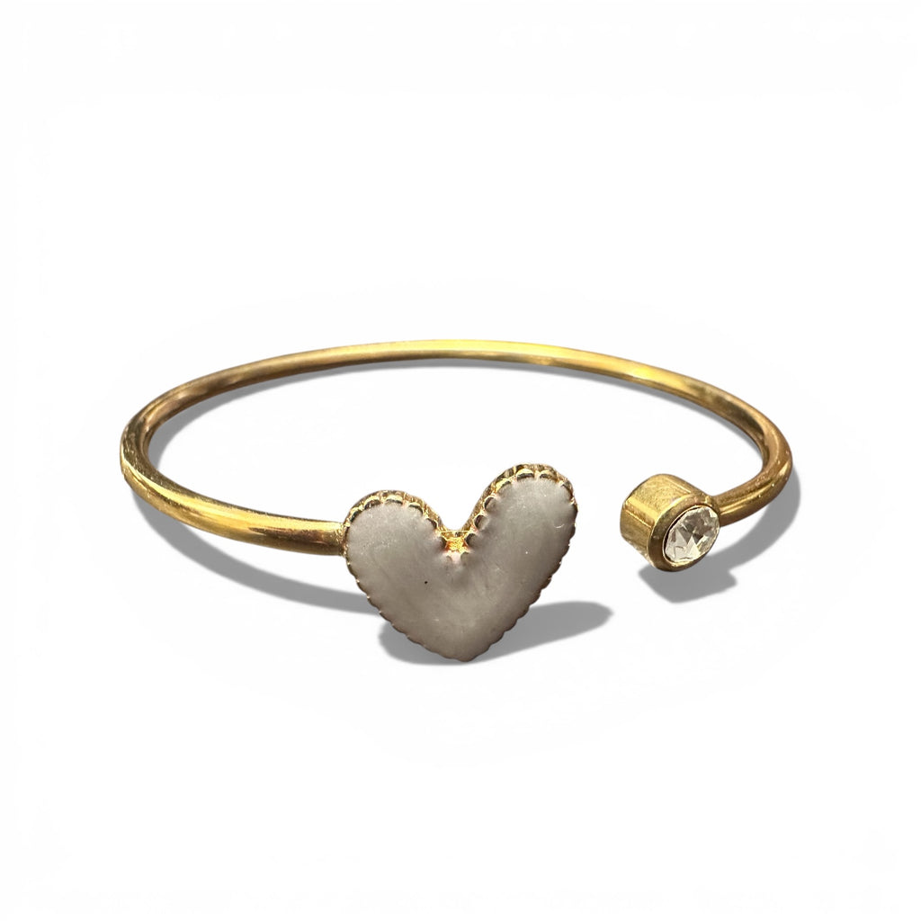 Brazalete Dorado Corazón Blanco